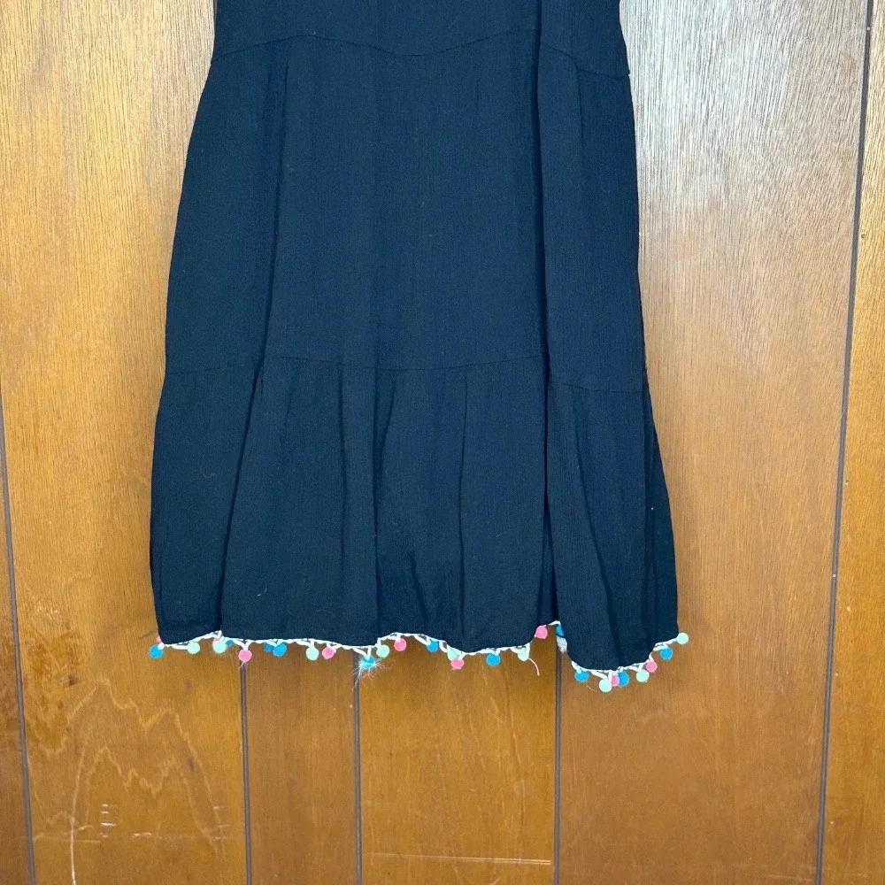 Justice Girls Dress 14 16 Black Tassel Pom Pom Side Laceup Beach Coverup Boho‎